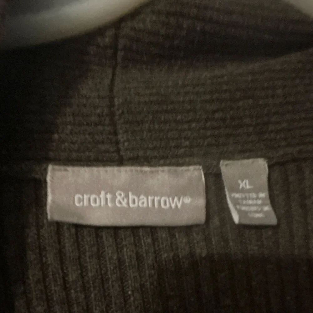 Croft & Barrow Women's Brown Open Front Tie Waist Ribbed Knit Jacket: Size XL
